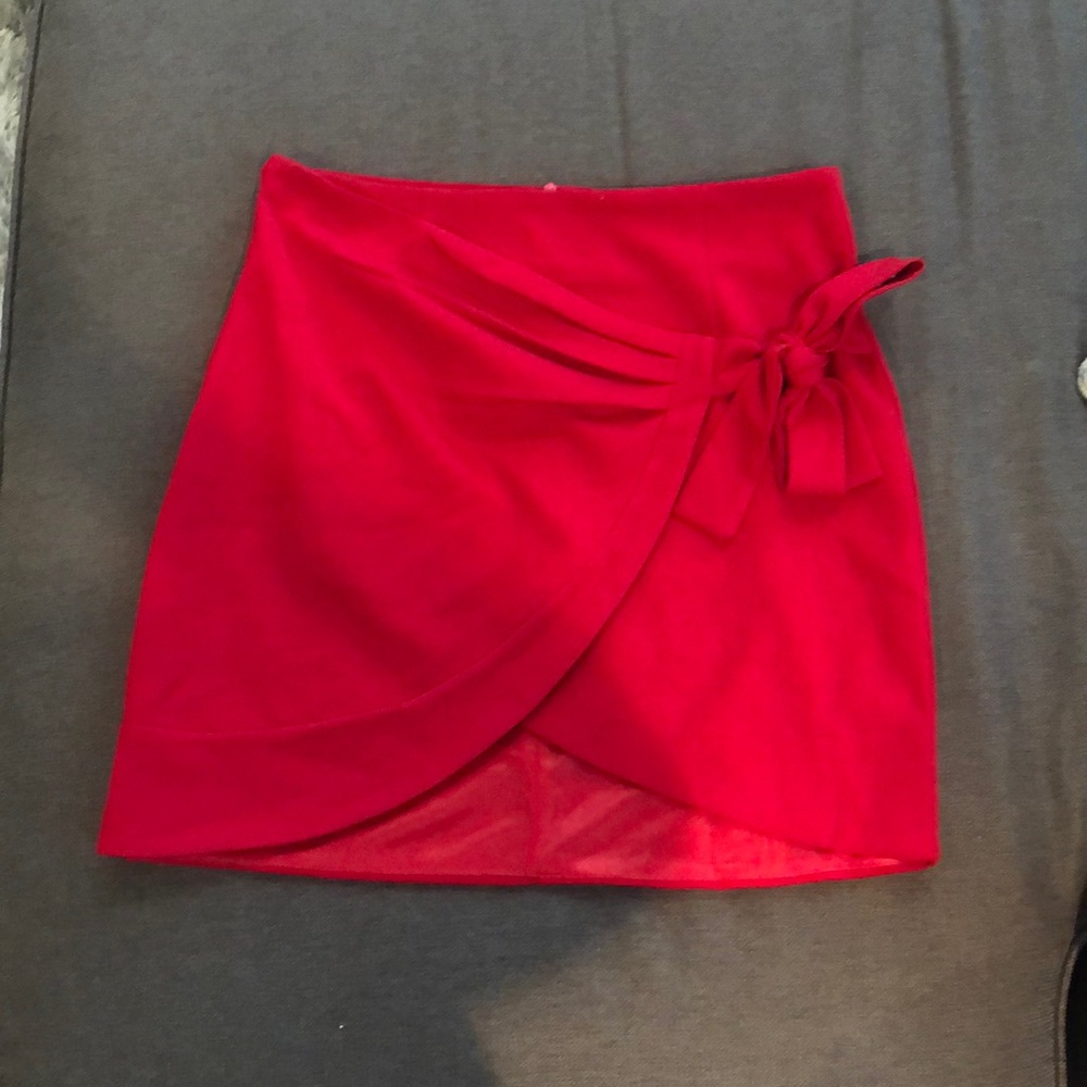 Red Wrap Mini Skirt